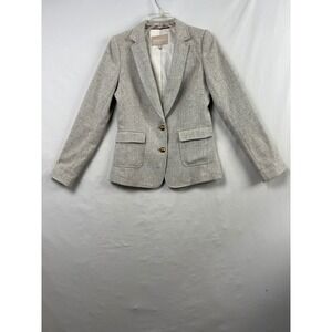Banana Republic "Hack ing" Jacket Women 2 Gray Excellent Wool Blend Tweed Blazer